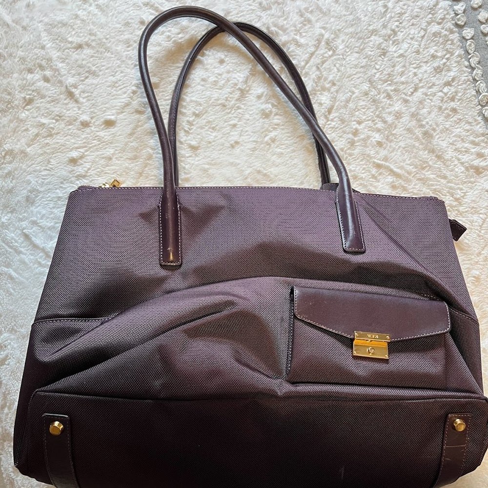 Tumi plum Laptop Tote with Gold Hardware - GUC